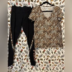 Pink brand leopard print legging set.